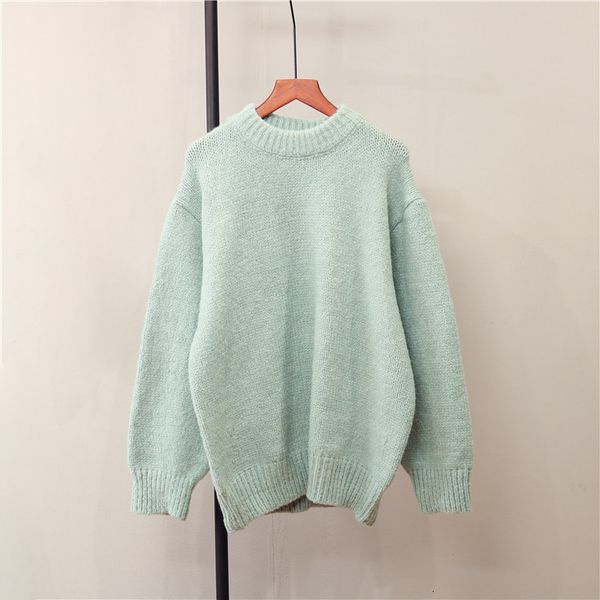 

2021 new macaron chic solid sweater women clothes autumn winter long sleeve o neck warm pullover casual soft cotton sweaters je9n, Black