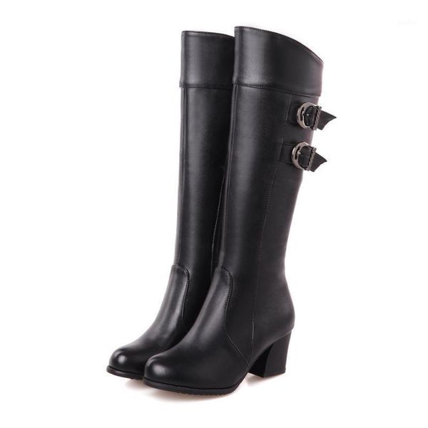 

2020 long boots fashion women boots autumn and winter warm leather botas de mujer women hq1331, Black