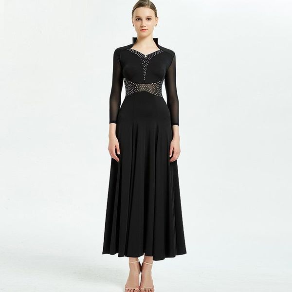 

stage wear waltz dance dresses for ballroom dancing clothes long dress women tango costume sequins, Black;red