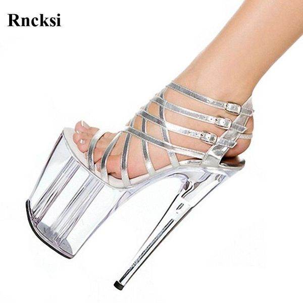 

rncksi women new 8 inch platform pole dance sandals night club party cut out shoes fashion 20cm dress high heels shoes, Black