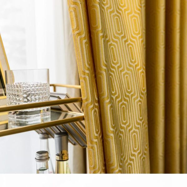 

роскошная золотисто-желтый жаккард плотных штор геометрических шторы готовая на заказ для гостиной спальня окно drapes ag462 # 4