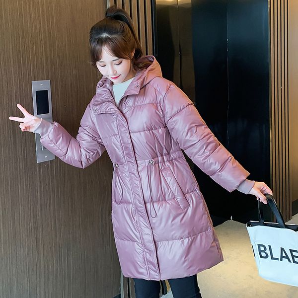 

2021 new long winter coat zipper with hoodie parkas casual turtleneck women's thick quilted cotton gdhb, Black