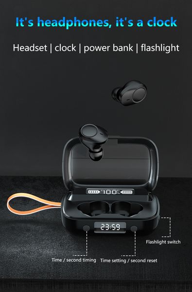 

3500mah bluetooth 5.0 wireless earphones headphones touch control earbuds tws sport headset noise cancel led display waterproof