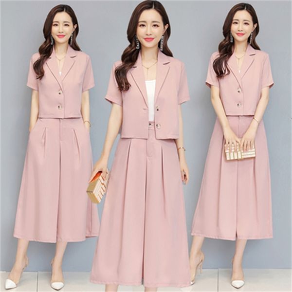 

women's in fashion summer piece of long-legged pants pantalon and haut female korean woman suit year-old women mowf, White