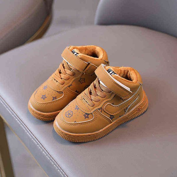 

children shoes casual thicken plus velvet kids shoes autumn winter rubber bottom sneakers artificial leather printed boys shoes g0114, Black