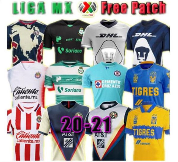 

20 21 club america cruz azul soccer jersey 2020 guadalajara chivas tijuana unam tigres home away third liga mx football shirts santos laguna, Black;yellow