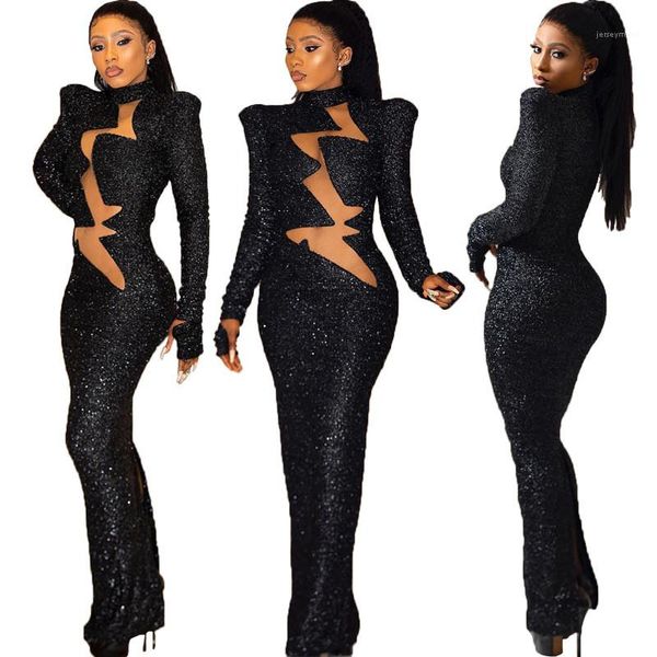 

slim women bodycon dresses women designer clothes 2020 fashion african womens dresses hollow out long sleeve, Black;gray