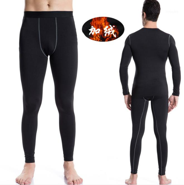 

men's pants winter clothing plus velvet pro sports tight training trousers fitness perspiration quick-drying 10221, Black
