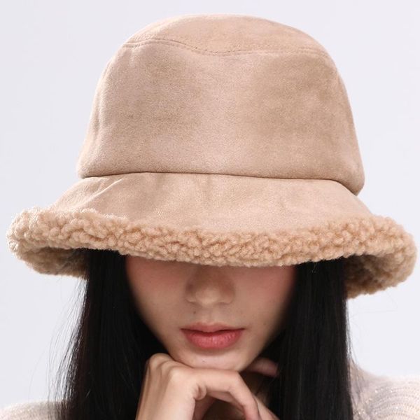 

beanie/skull caps women's winter warm and windproof flat-hat sunscreen wide-brimmed fisherman foldable monochrome cashmere student, Blue;gray