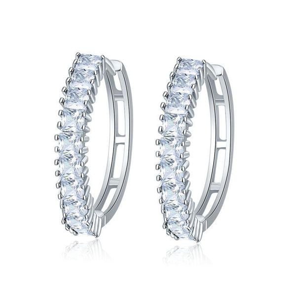 

hoop & huggie earring simple designs white gold filled zircons earrings for wedding party and office jewelry, Golden;silver