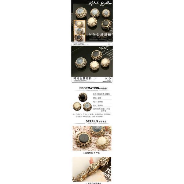 

metal gold buttons for clothing crown pearl ball vintage decorative button on clothes women coat suit sewing accessor bbyeln, Blike;white