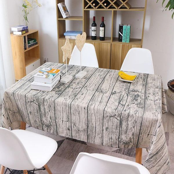 

retro wood grain pattern creative tablecloth cotton linen coffee bar decorative cloths dining table covers for kitchen home1