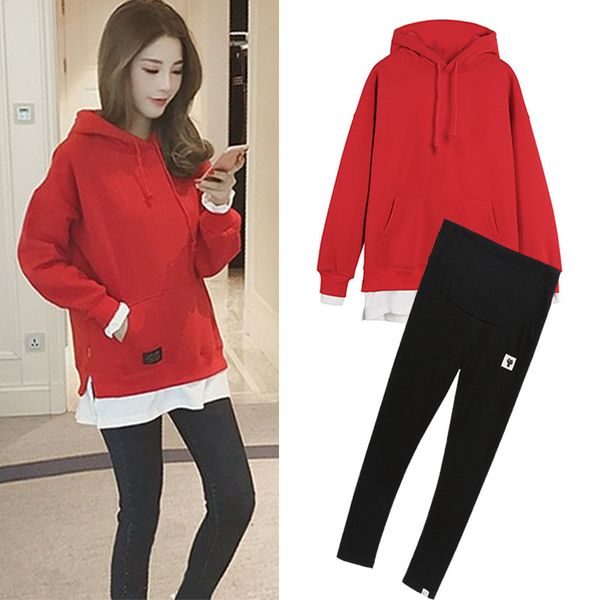 

pregnant women autumn and winter suit fashion 2020 new temperament sweater plush thickened two pieces, White