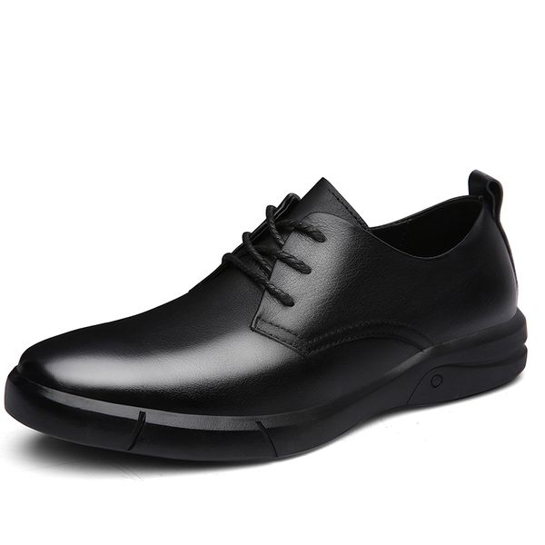 

genuine leather men dress shoe business office summer men shoes, Black