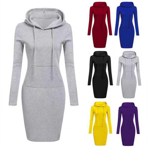 

ikebel women's long sleeves custom blank pullover casual bodycon sweatshirt hoodies hoody dresses supplier, White