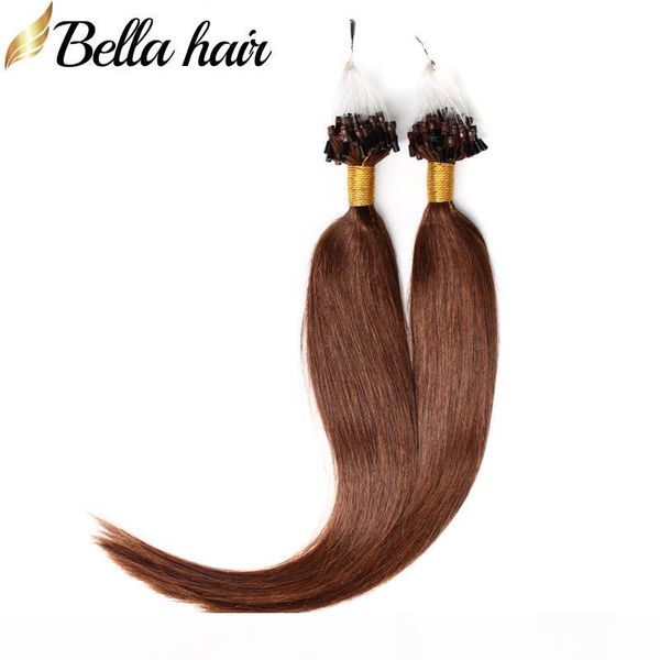 

микро кольцевые петли человеческие волосы наращивания волос 20 "прямые бразильские волосы девственницы утомить утомить # 4 1g strand 100g se, Black