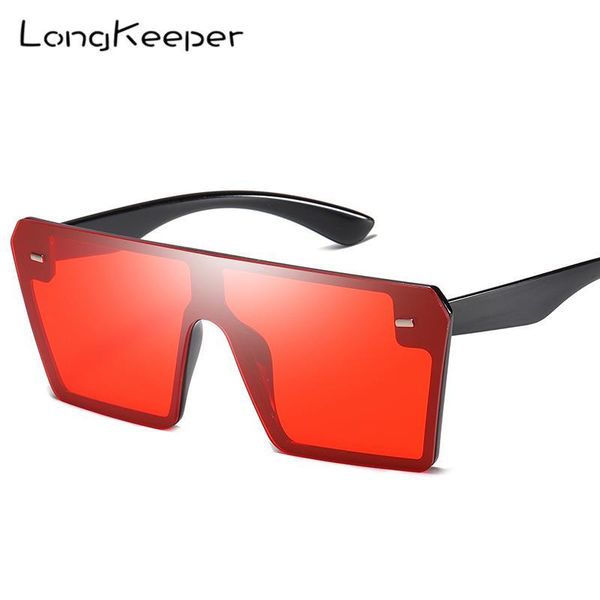 

longkeeper oversized one piece sunglasses women square flat sun glaases men mirror lens driving uv400, White;black
