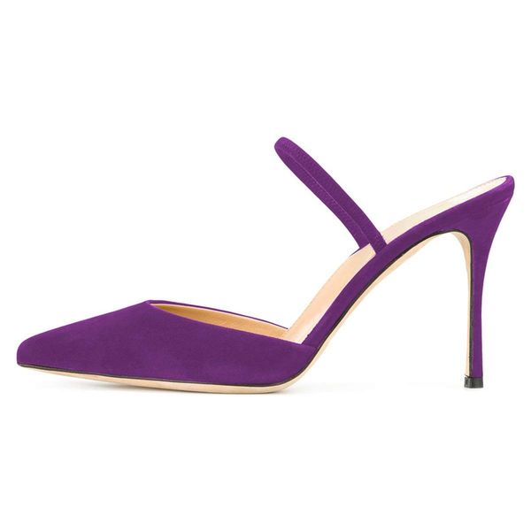 

2021 the new basic toe-pointed high classic heels women sandals mule slide slides women's shoes 55o6, Black