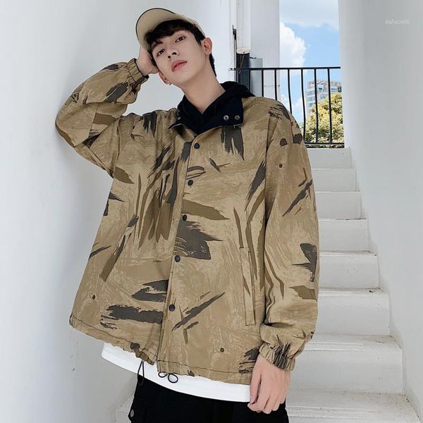 

2019 early autumn new korean version of the couple chinese style loose men's solid color casual double-sided jacket1, Black;brown