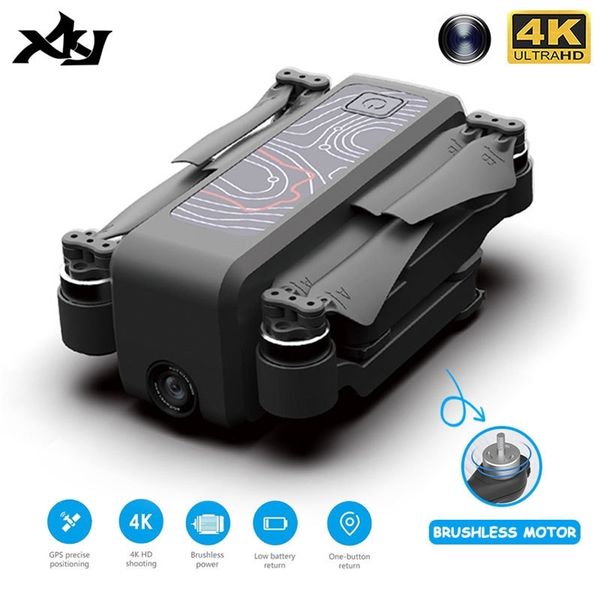 

xkj gps drone icamera2 with wifi fpv hd 4k camera professional brushless foldable quadcopter rc dron for kids gift lj200908