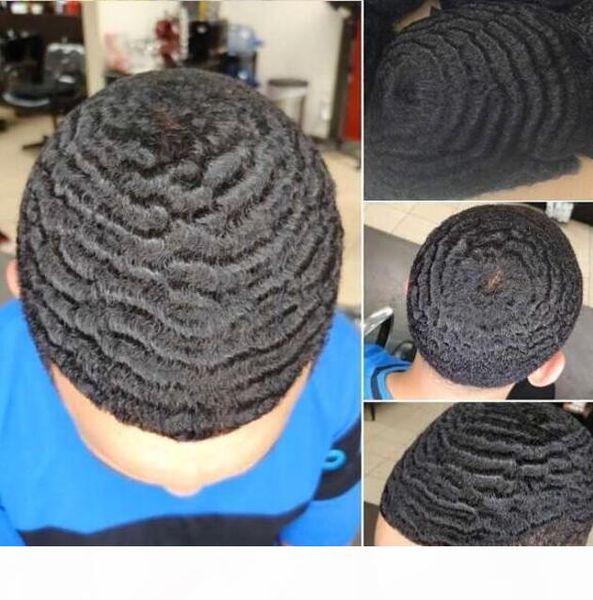 

4mm afro hair mens wig pu toupee jet black peruvian virgin remy human hair replacement for black men