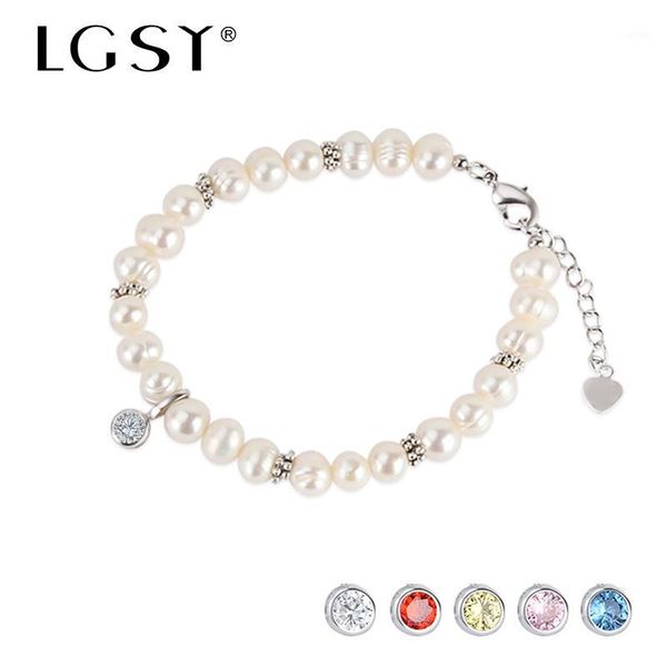 

lgsy freshwater pearl bracelet for women 925 sterling silver jewelry crystal pendant akoya pearl charm bracelets&bangles fb10201, Black