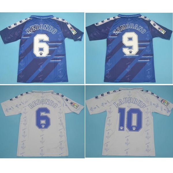 

94 95 96 real madrid retro jersey 1994 1995 1996 soccer jerseys vintage classic raul zamorano redondo laudrup camisetas shirt, Black;yellow