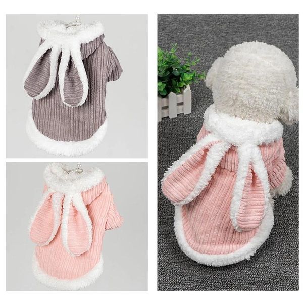 

dog apparel ainolway ear sweater thickene cat hooded warm coat lamb wool pet cosplay clothe casual four season two-leg jacket