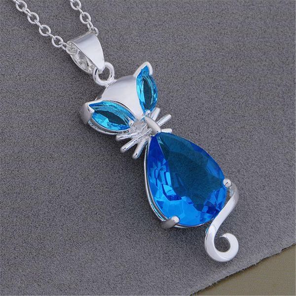 

factory direct selling silver color charms necklace for women lady jewelry fashion aesthetic blue crystal zircon necklace h sqcprw