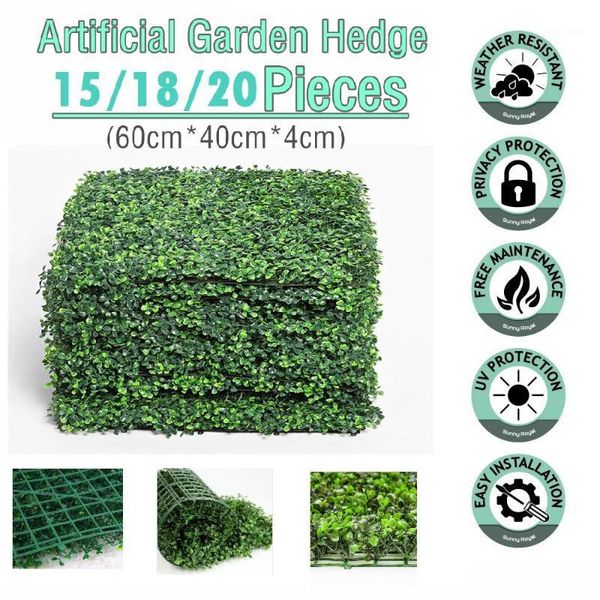 

15/18/20pcs artificial hedge boxwood fence privacy screen panels uv protection faux foliage backdrop wall decor 40x60cm1
