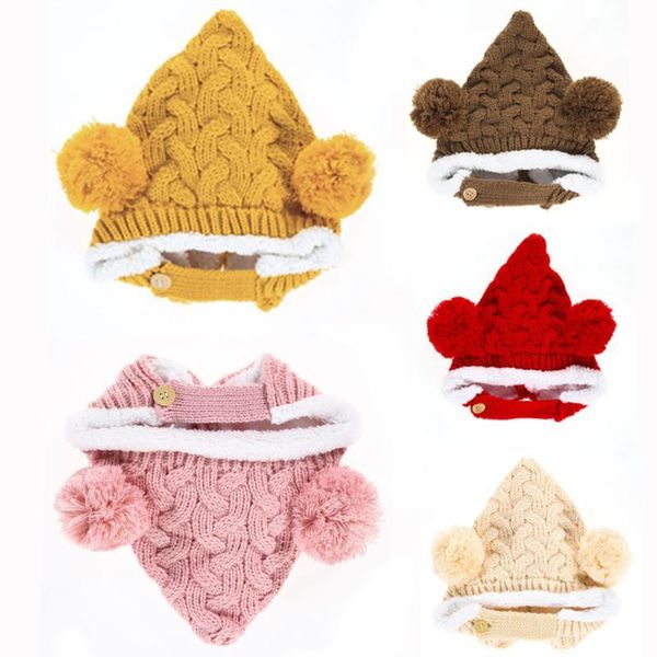 

lovely winter warm baby girl boy dual balls ear wool knit beanie cap, Slivery;white