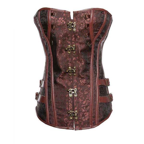 

bustiers & corsets brown retro steel boned steampunk corset plus size brocade europe and the united states court s-6xl, Black;white