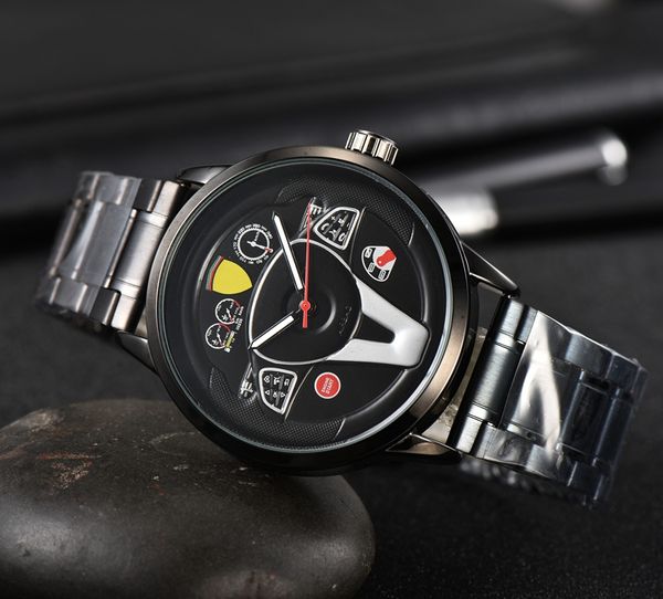 2023 nuovi uomini di alta qualità orologi di lusso serie tre punti orologio al quarzo da uomo europeo top marchio di lusso cinturino in acciaio orologio moda volante per auto regalo da uomo
