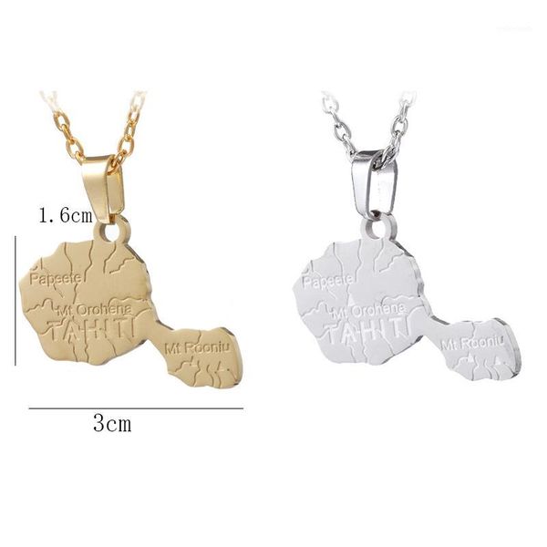 

pendant necklaces fashion charm france tahiti papeete mt orohena rooniu map for stainless steel necklace1, Silver
