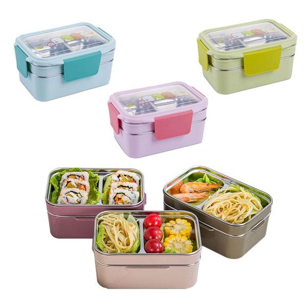 

lunch box for kid stainless steel double layer food container portable for kids kids picnic school bento box bento for lunch wmtfwi