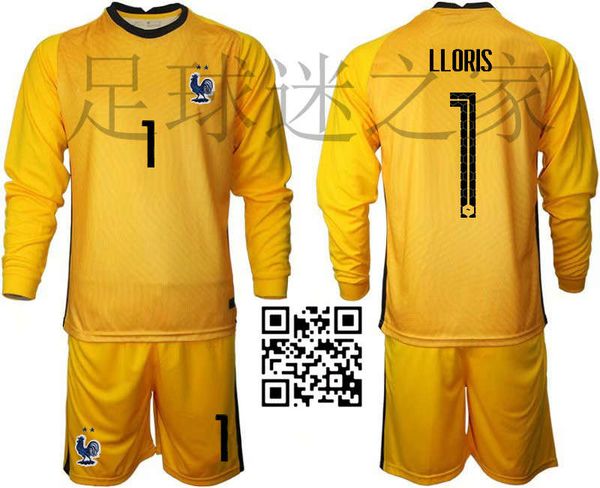 

2021 france goalkeeper team uniform no.1 loris jersey men's children's primary school long and short suit