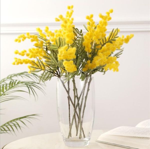 

acacia brevifolia simulation decorative flowers hair planting european simple tea table flower arrangement decoration