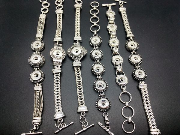 

wholesale silver 6pcs lot ginger mix style charm bracelet interchangebale chunk noosa diy jewelry fit 12mm snap button, Golden;silver