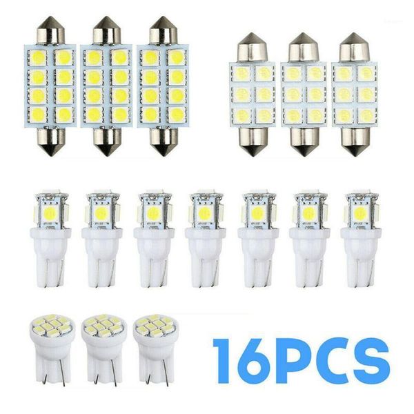 

16pcs/set car taillight 6500k bright white led lamp bulb interior light kit1