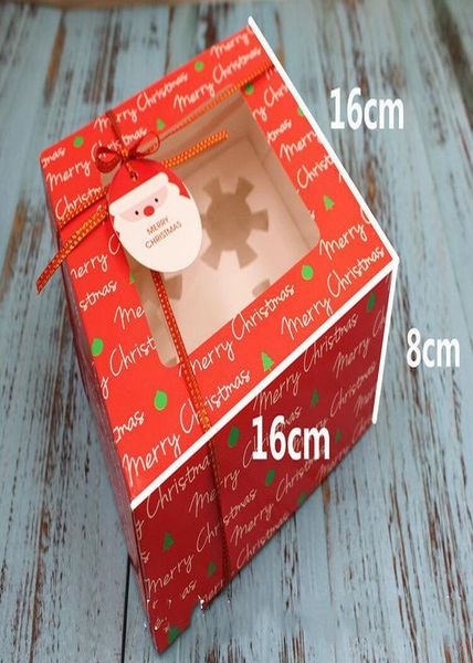 

5pcs 16x16x8cm 2019 new design style fashion diy small cute christmas cake box cupcake gift boxes biscuit nougat chocolate box wmtedv