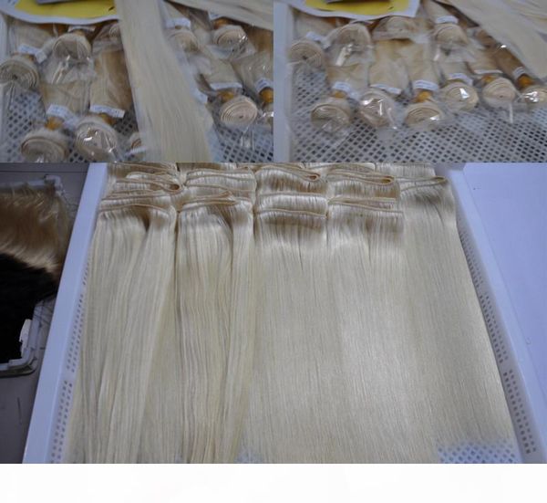 

virgin brazilian hair bundles human hair weft #613 bleach blonde peruvian indian malaysian mongolian remy human hair extensions, Black