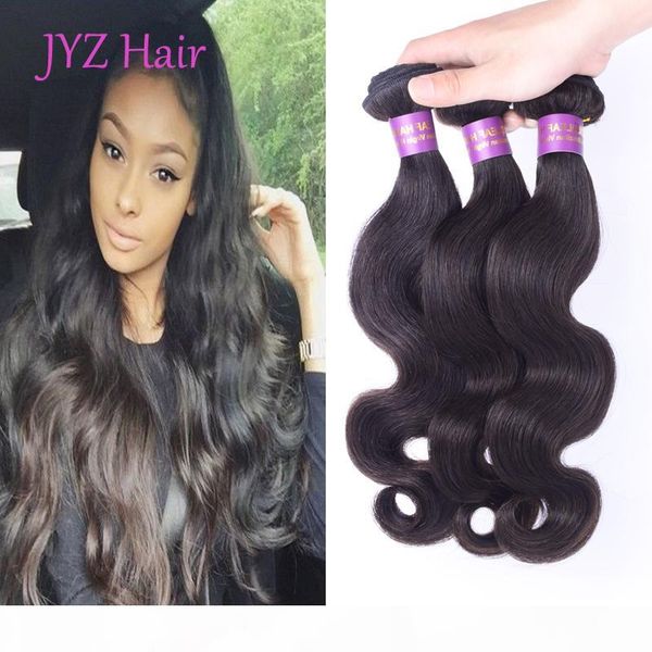 

great quality body wave malaysian peruvian brazilian indian virgin human hair wefts 3 bundles natural color human hair weave extensions, Black