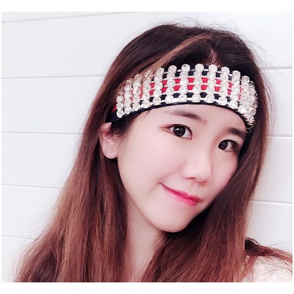 

christmas party famous pattern striped hair bands full rhinestone elastic headband designer headband bandana jllxel lajiaoyard