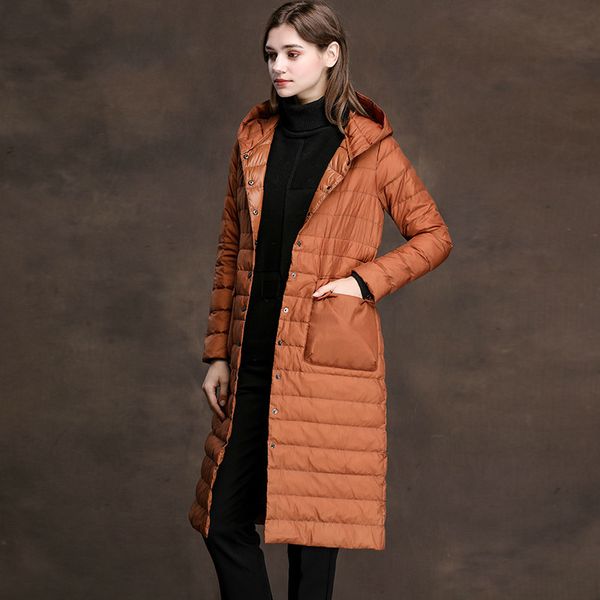 

white winter duck with long korean hood ultra light female jacket 2020 smxm8037 kj2941 lhxl, Black