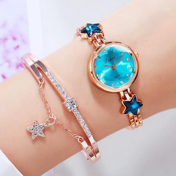 

wristwatches luxury women alloy band watches fashionable ladies quartz wristwatch casual women's star bracelet watch female clock watch, Slivery;brown