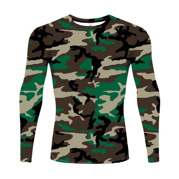 

new long sleeve round neck 3d color printed t-shirt gym fitness top, White;black