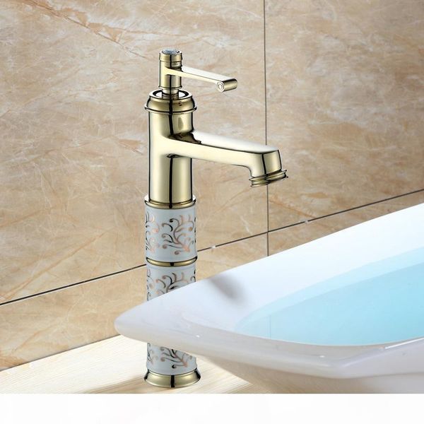 

ceramic gold-plated basin faucet european american and cold mixed tap bathroom balcony washbasin mixer sink brass faucet