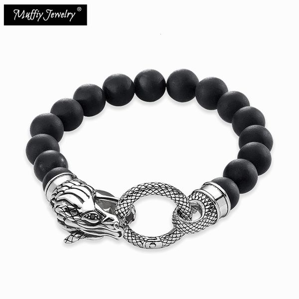 

bracelet dragon rebel fashion thomas style punk fashion jewelry gift for men & women,in 925 sterling silver and black obsidian