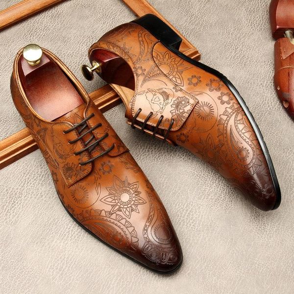 

men dress shoes genuine cow leather brogue wedding shoes mens flats black burgundy oxford for men summer