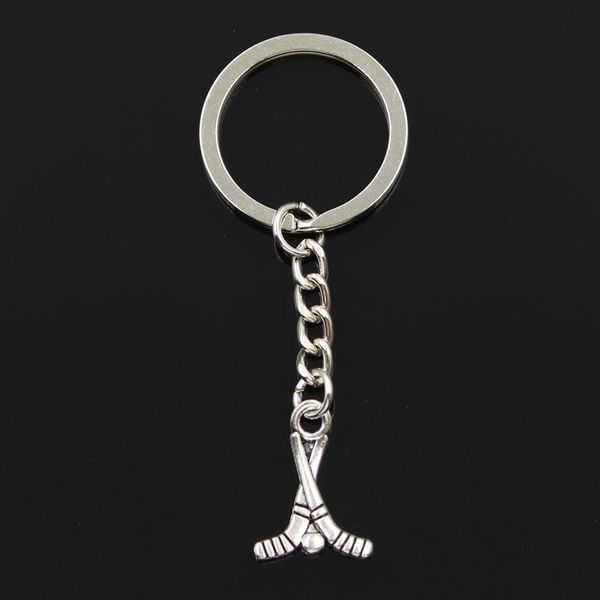 

fashion 30mm key ring metal key chain keychain jewelry antique silver color plated hockey club 16x23mm pendant